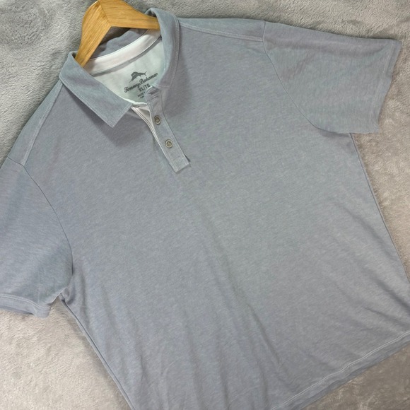 Tommy Bahama Men's Gray Polo Shirt TENCEL Blend Short Sleeve Casual Sz XL - Picture 1 of 9